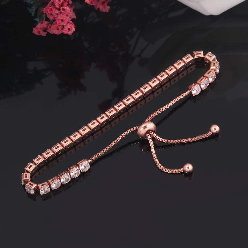 CiNily Adjustable Tennis Bracelets for Women Teen Girls Rainbow Cubic Zirconia Bracelet 14K White Gold Plated Hypoallergenic Slider Bracelet Jewelry Gift - Image 4